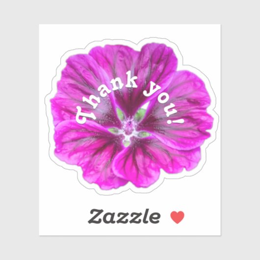 Dank u roze bloem paarse bloesem sticker (Vel)