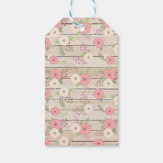 Dank u Roze Bloemen Baby shower Gift Label Cadeaulabel (Achterkant)