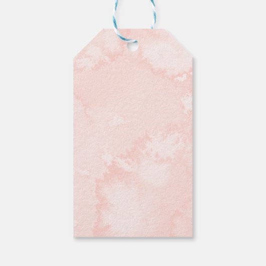 Dank u - Roze Blush Bloemen Goud Geometrische Favo Cadeaulabel (Achterkant)