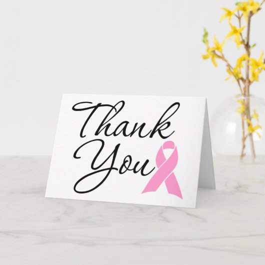 Dank u Roze Borstkanker Awareness Ribbon Kaart (Gele Bloem)
