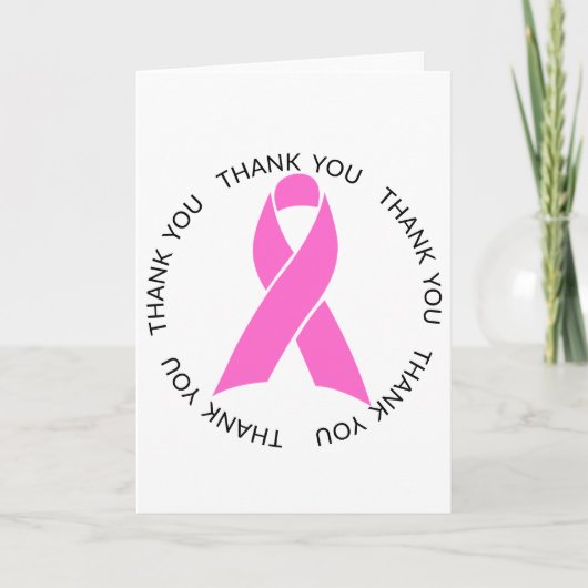 Dank u Roze Borstkanker Awareness Ribbon Kaart (Voorkant)