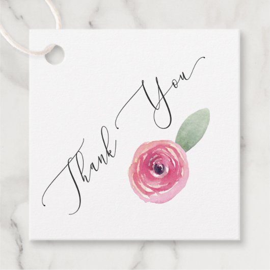 Dank u Roze Bruiloft Favor Label (Voorkant)