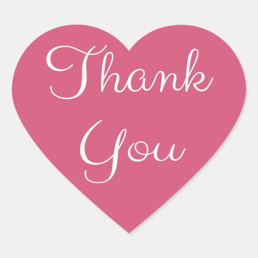 Dank u roze en wit hart hart sticker (Voorkant)
