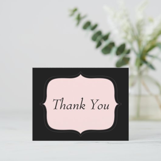 Dank u Roze en Zwart Briefkaart (Staand voorkant)