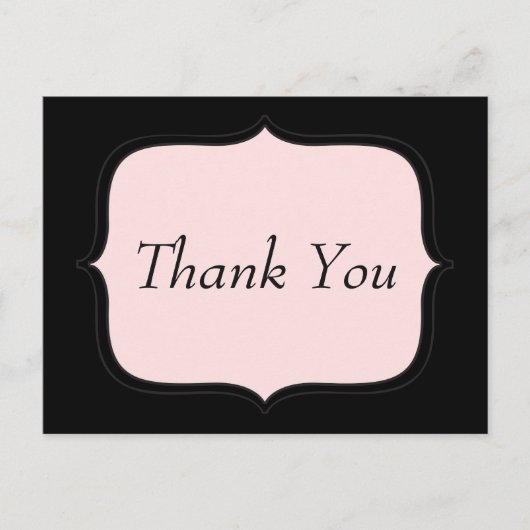 Dank u Roze en Zwart Briefkaart (Voorkant)