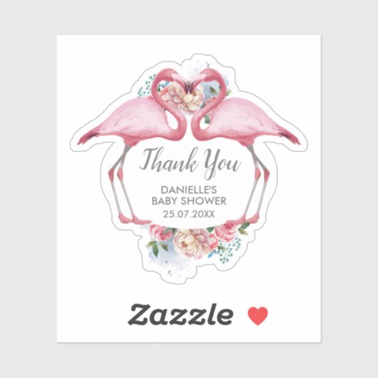 Dank u Roze Flamingo Floral Sticker (Vel)