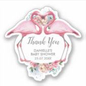 Dank u Roze Flamingo Floral Sticker (Voorkant)