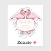 Dank u Roze Flamingo Floral Sticker (Vel)