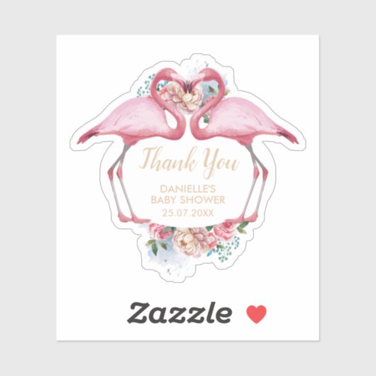 Dank u Roze Flamingo Floral Sticker (Vel)