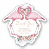 Dank u Roze Flamingo Floral Sticker (Voorkant)