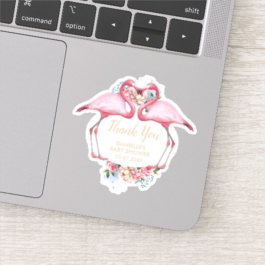 Dank u Roze Flamingo Floral Sticker (Detail)
