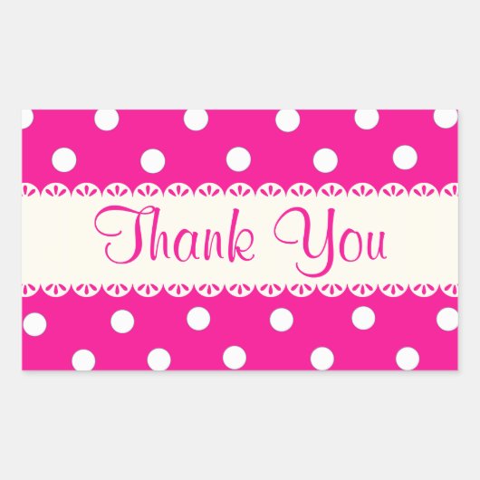 Dank u Roze Fuschia & Witte Polka Dot Sticker (Voorkant)