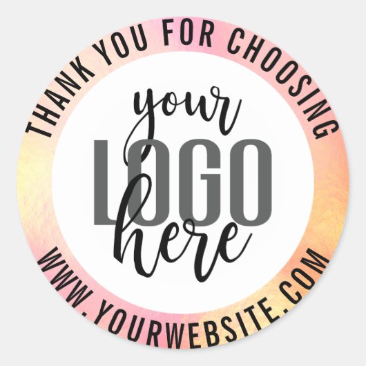Dank u Roze Gele Holograf Folie Zakelijke Logo Ronde Sticker (Voorkant)