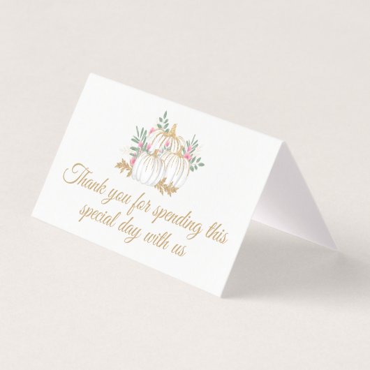 Dank u roze gouden pompoen Thanksgiving bruiloft Kaart (Voorkant)
