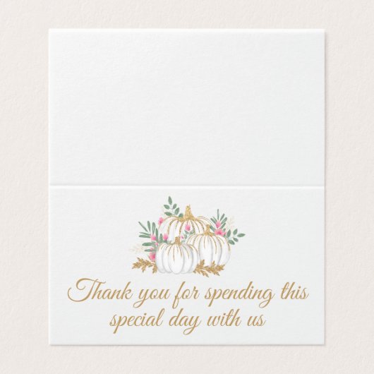 Dank u roze gouden pompoen Thanksgiving bruiloft Kaart (Buitenkant ongevouwen)