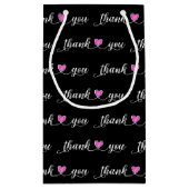 Dank u roze harten op zwart klein cadeauzakje (Achterkant)