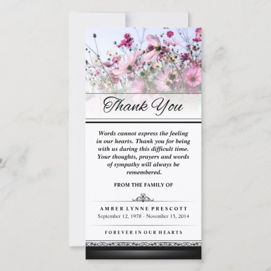 Dank u roze het Veldwoorden van het Bloerveld kunn Bedankkaart (Voorkant)