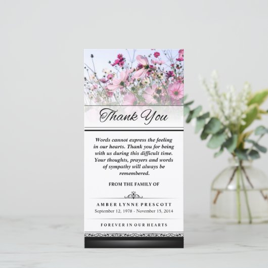 Dank u roze het Veldwoorden van het Bloerveld kunn Bedankkaart (Staand voorkant)