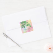 Dank u Roze Holografische Make-up Bloemgroen Vierkante Sticker (Envelop)