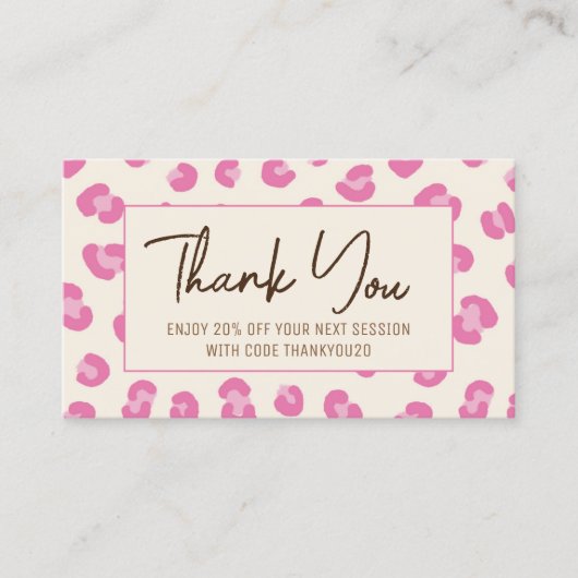 Dank u roze korting Kaart Visitekaartje (Voorkant)