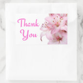 Dank u Roze Lily Bloemen Groet Sticker Label (Tas)