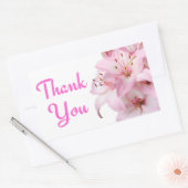 Dank u Roze Lily Bloemen Groet Sticker Label (Envelop)