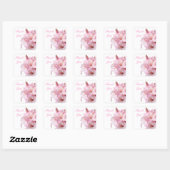 Dank u Roze Lily Bloemen Groet Sticker Label (Vel)