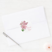 Dank u Roze Lily Bloemen Sticker / zeehond (Envelop)