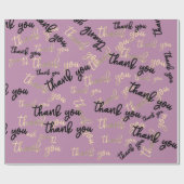 Dank u Roze Paarse Gouden Kaligrafie Script Cadeaupapier (Vlak)