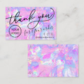 Dank u roze paarse opaal visitekaartje (Voorkant / Achterkant)
