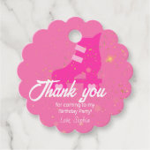 Dank u Roze Pop Verjaardagsfeestje, Rollerblade Bedankjes Labels (Voorkant)