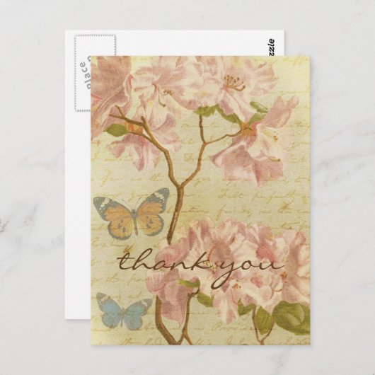 Dank u Roze Rhododendron Elegant Floral Briefkaart (Voorkant / Achterkant)