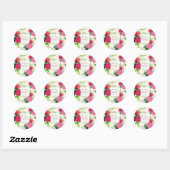 Dank u Roze & Rode Klaver Bloemen bruiloft Ronde Sticker (Vel)