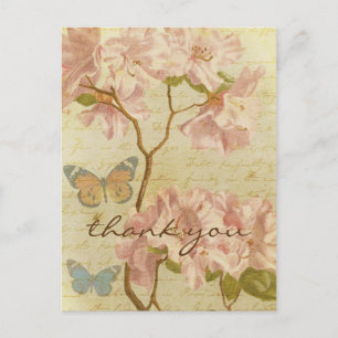 Dank u  roze roodendron elegant Floral Briefkaart
