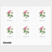 Dank u  Roze Rose Botanical Vierkante Sticker (Vel)