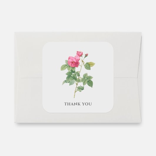 Dank u  Roze Rose Botanical Vierkante Sticker