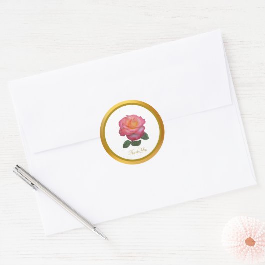 Dank u Roze Rose Sticker (Envelop)