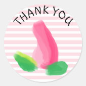 Dank u roze Rosebud Stickers (Voorkant)