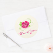 Dank u roze roze illustratie ronde sticker (Envelop)