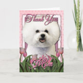 Dank u - Roze Tulpen - Bichon Frise Bedankkaart (Voorkant)
