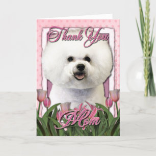 Dank u - Roze Tulpen - Bichon Frise Bedankkaart