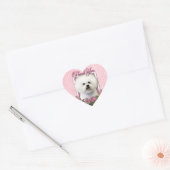 Dank u - Roze Tulpen - Bichon Frise Hart Sticker (Envelop)