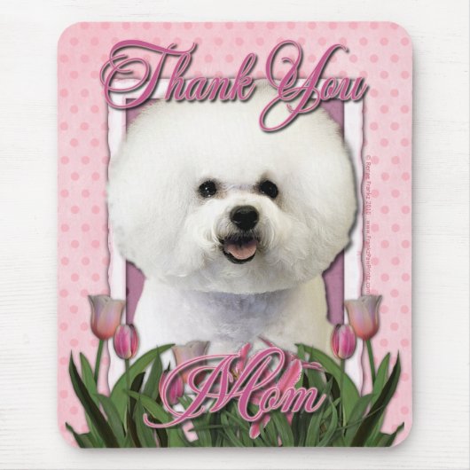 Dank u - Roze Tulpen - Bichon Frise Muismat (Voorkant)