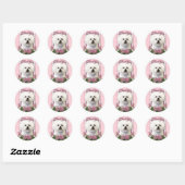 Dank u - Roze Tulpen - Bichon Frise Ronde Sticker (Vel)