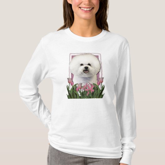 Dank u - Roze Tulpen - Bichon Frise T-shirt (Voorkant)