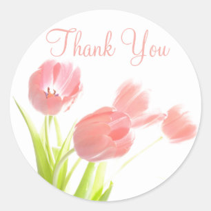 Dank u Roze Tulpen Bloemen Patroon Stickers
