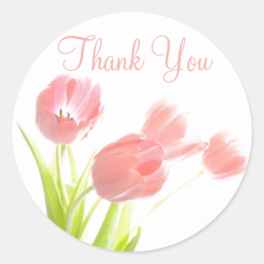 Dank u Roze Tulpen Bloemen Patroon Stickers (Voorkant)
