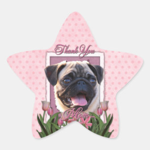 Dank u - Roze Tulpen - Pug Ster Sticker