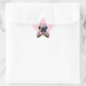 Dank u - Roze Tulpen - Pug Ster Sticker (Tas)