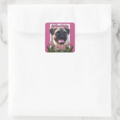 Dank u - Roze Tulpen - Pug Vierkante Sticker (Tas)